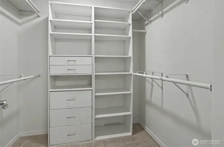 Very large walk in closet. Very large walk in closet.