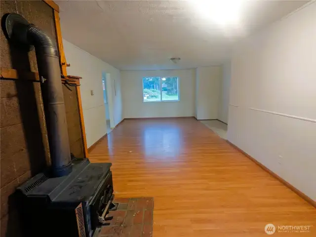 Family room wood stove