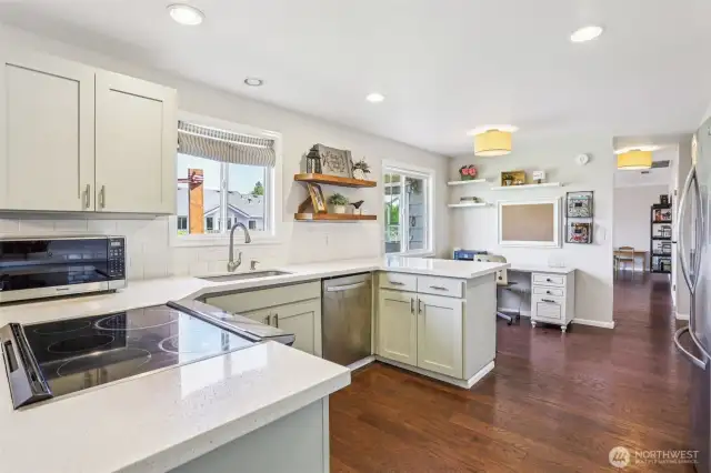 Nicely updated kitchen with Quartz counters.