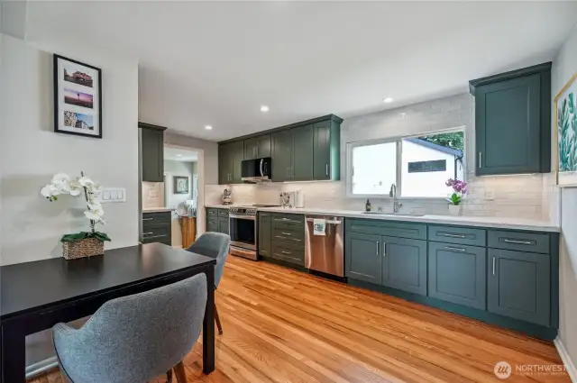 Kitchen has vast amount of counterspace for all of your prep work.