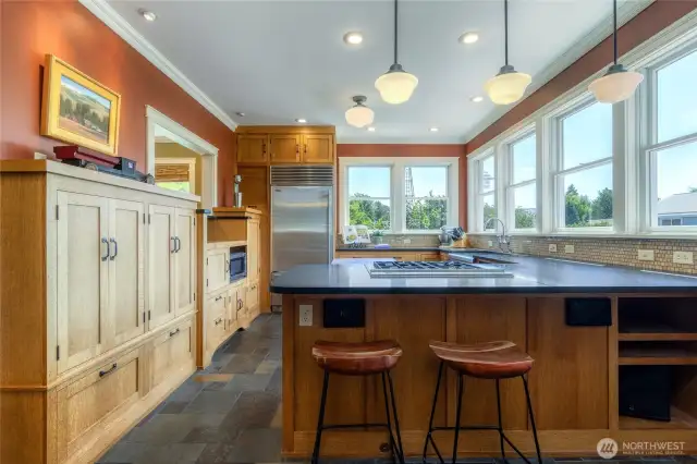 Updated Kitchen with a wall of windows with view to the back pool & "The Barn"-VRBO