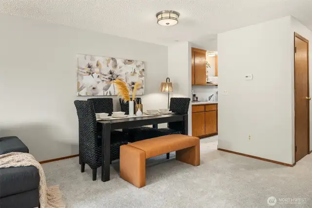 Formal Dining Area with adjacent kitchen.  What a breeze for meal prep and delivery!