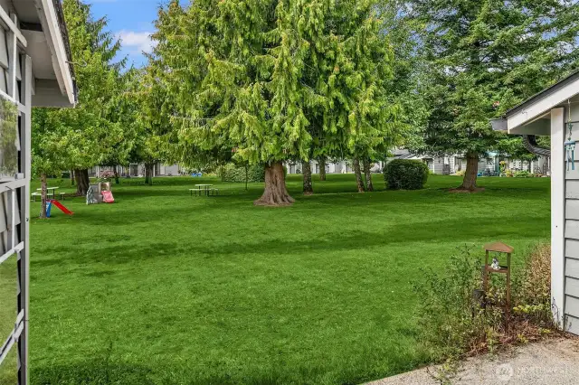 This area off the main floor patio is like a park!  No looking out to concrete in this Hilltop community!