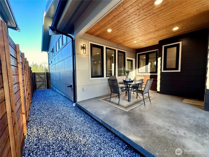 Covered and lit private patio