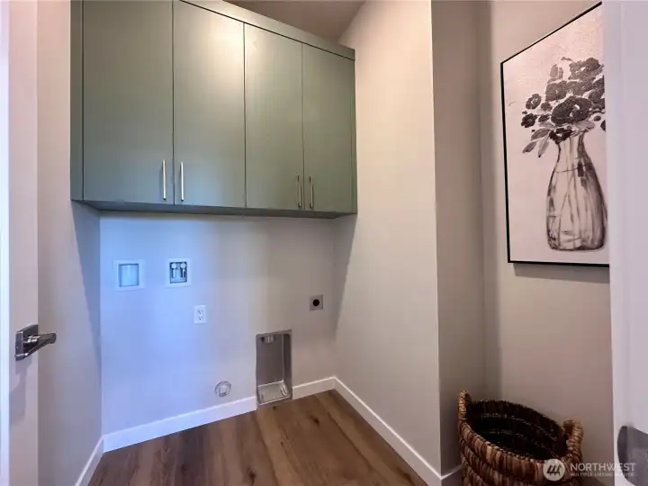 Main floor utility room with cabinets