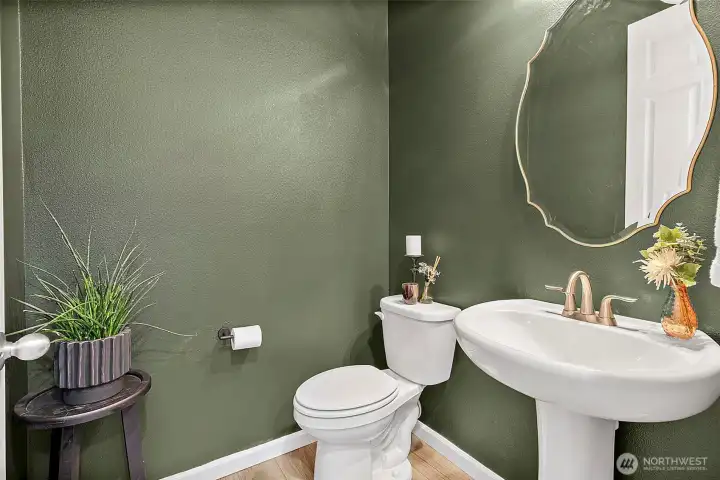 Main floor powder room for guests.