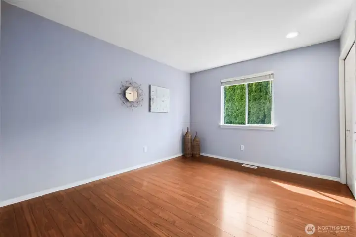 Bedroom #3 - a good-sized room that looks out to the backyard.