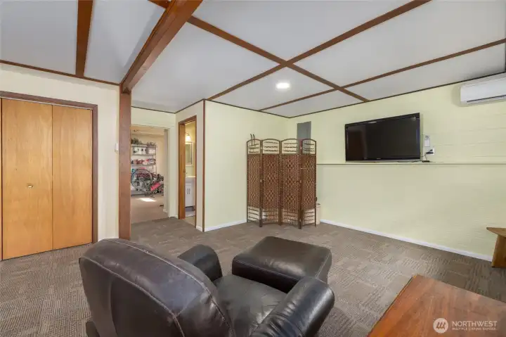 Family room or bedroom, you decide. New paint and carpet.