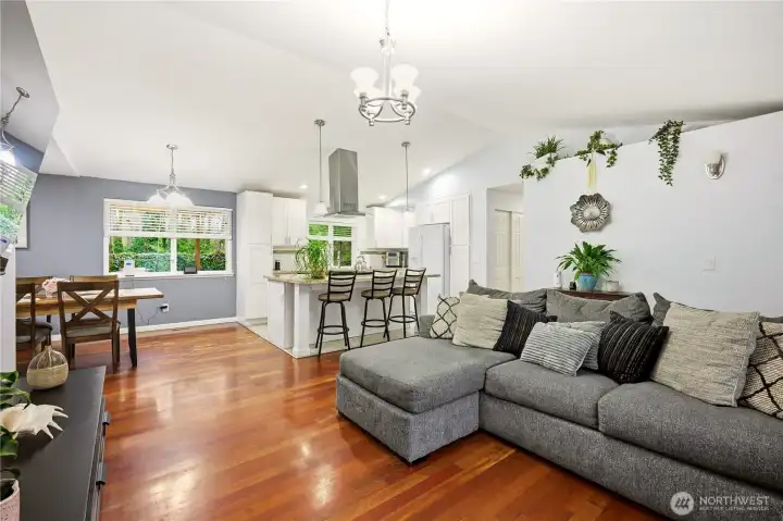 The open living area glows with natural light.