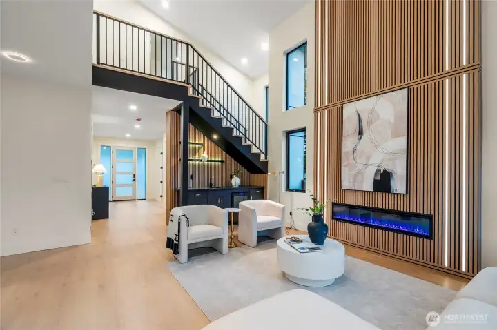 Soaring 18 ft ceilings