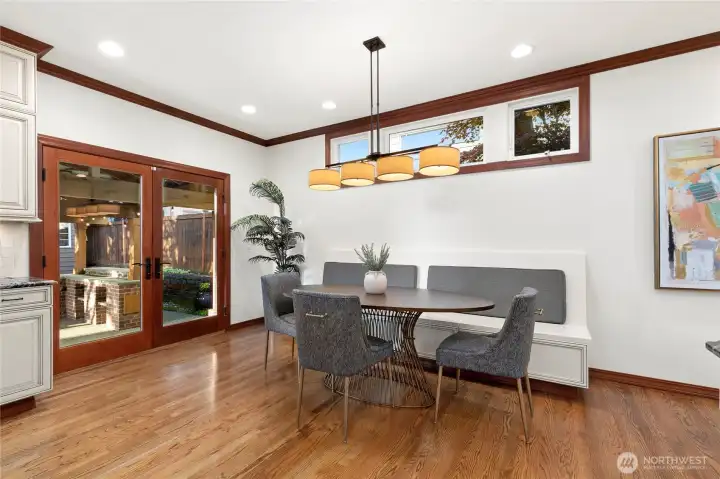 Seller expanded the kitchen adding additional sq feet to the home with this banquette