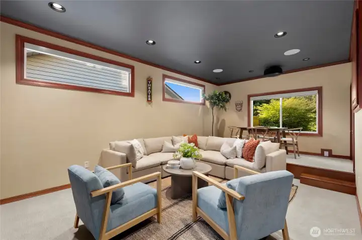 Seller added raised flooring for theater seating