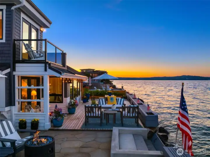 Absolutely stunning outdoor space with stairs right down into the water at high tide. Absolutely stunning outdoor space with stairs right down into the water at high tide.