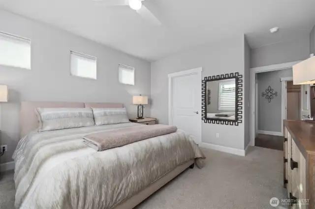 Spacious primary bedroom with walk-in closet