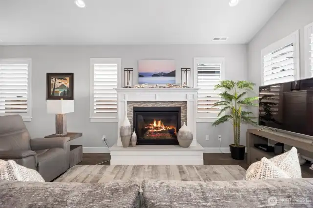 Cozy gas fireplace