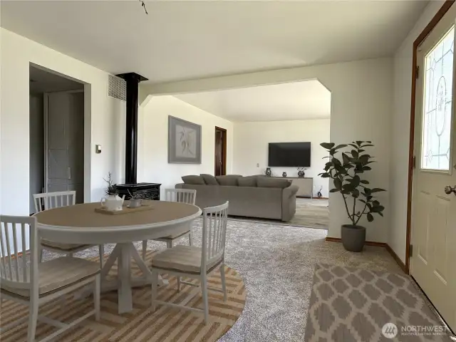 Inviting great room. New carpet and paint. Virtually staged
