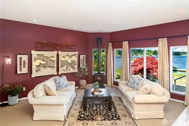 Relax in your sunken living room with propane stove on those chilly nights.