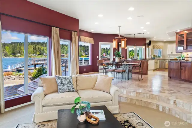 Your estate has beautiful Travertine flooring, a built-in wine fridge, undermount lighting and an additional built-in refrigerator/freezer next to the butler's pantry.
