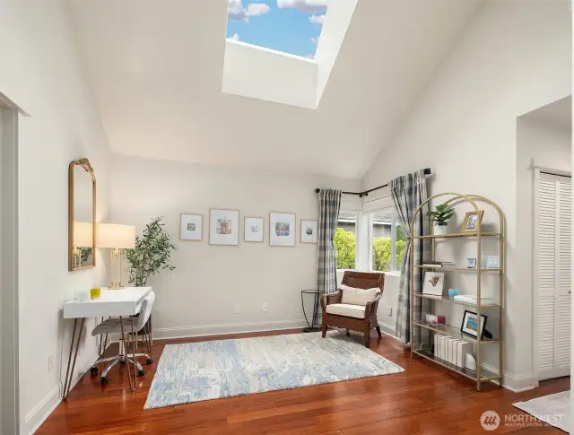 Upper level flex space makes a perfect office/den/playroom/workout space.