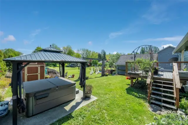 hot tub and deck area