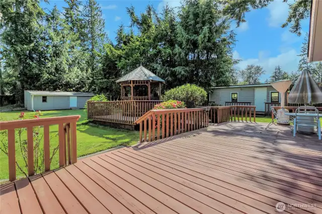 Huge deck is perfect for entertaining.