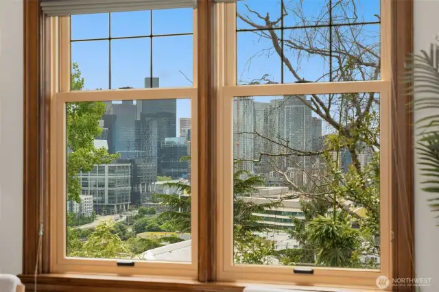 View of the City Skyline from your South Facing Living Room Window.