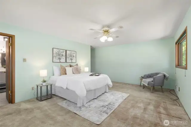 The primary bedroom.