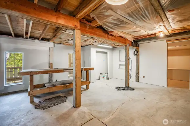 Partially finished daylight basement