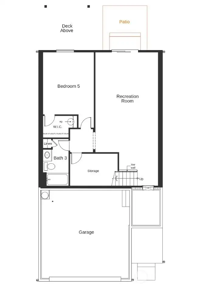 Photo of basement layout, not of actual home