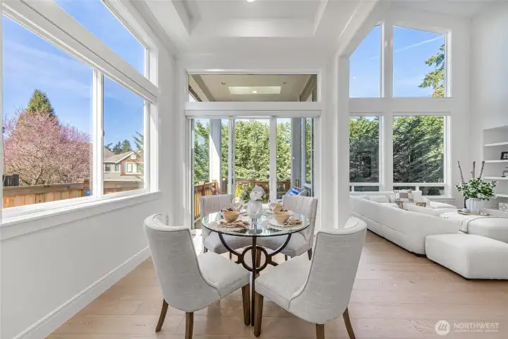 Enjoy your morning coffee in this bright and cheerful nook.