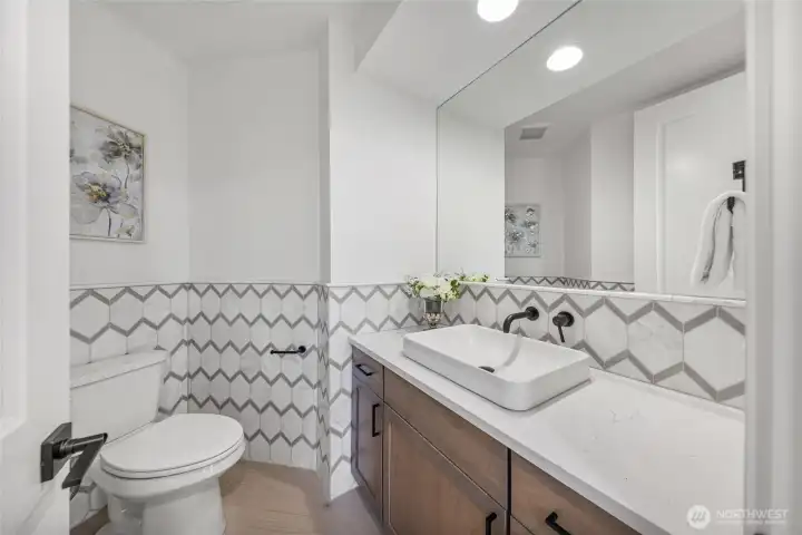 Powder room on main floor.