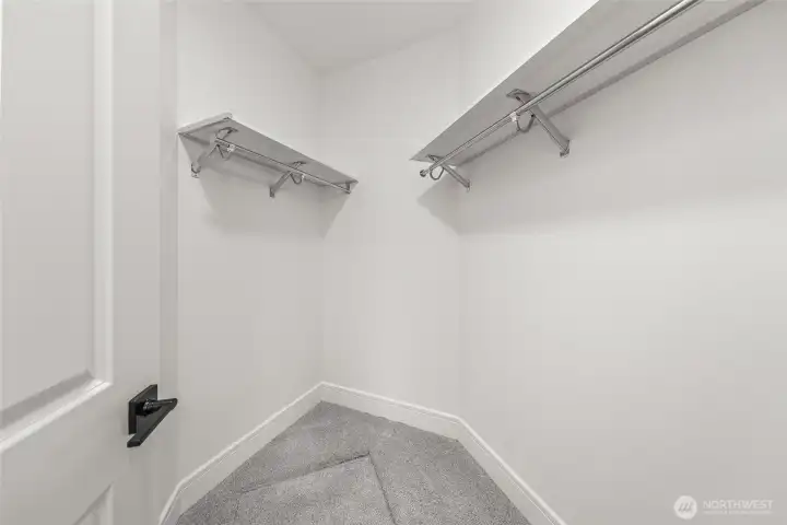 Walk-in closet in the guest suite on main floor.