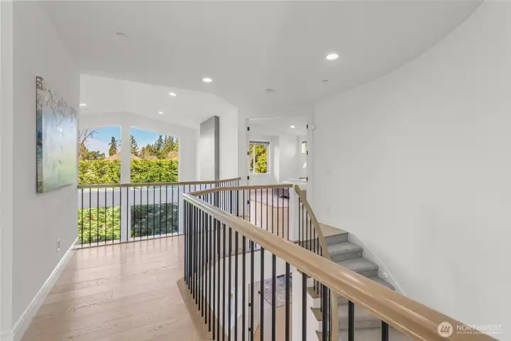 The entire upper level has engineered hardwood floors, including all bedrooms.