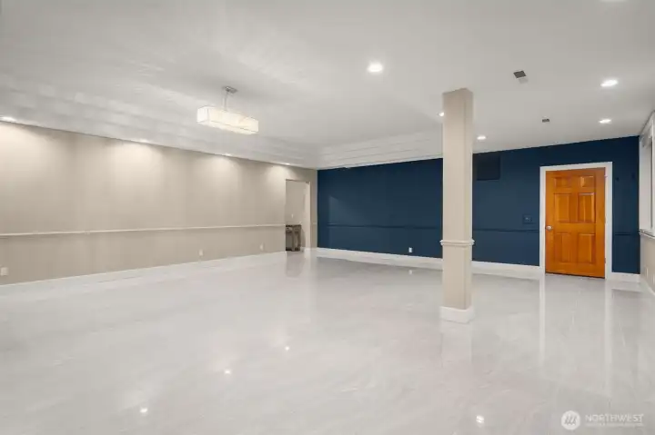 Expansive lower level offering endless possibilities for customization.