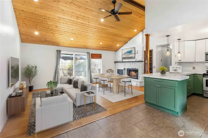 Virtually staged living room.