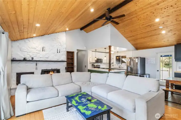 Pleanty of space in this living room for a large sectional!