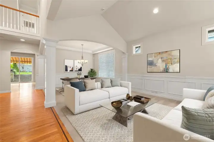 Vaulted ceilings create a bright and welcoming entry