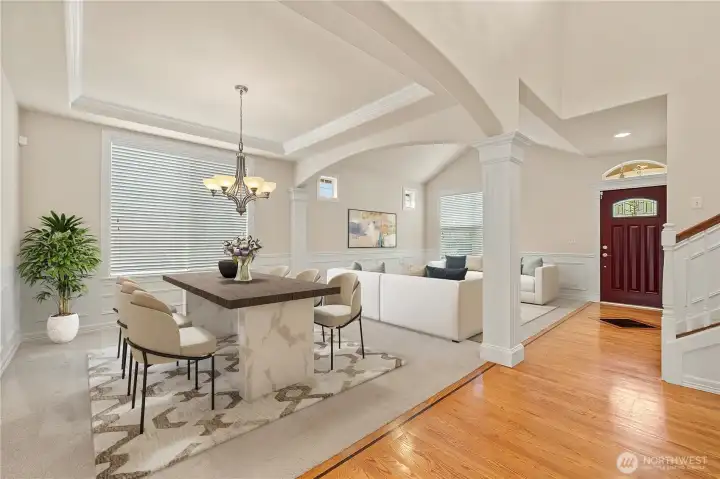 Formal dining and formal living blends seamlessly