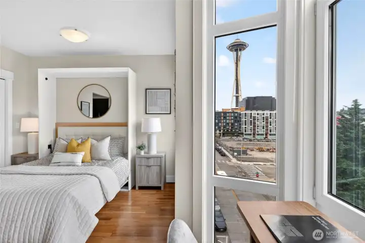 View of Space Needle from inside the condo