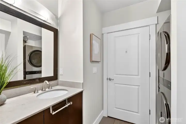 Stackable Laundry in bathroom