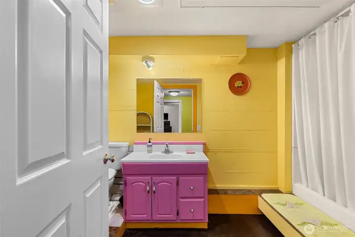 Three-quarter bath in basement