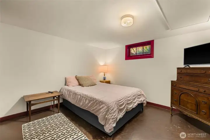 Finished room in basement can be converted to legal bedroom with addition of legal egress window