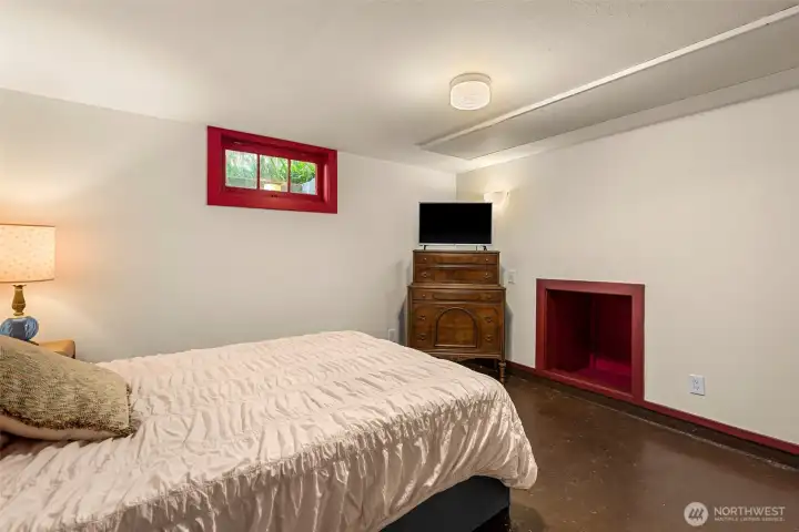 Finished room in basement can be converted to legal bedroom with addition of legal egress window
