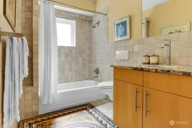 Amazing bathroom with in-heat floor and custom mosaic tile