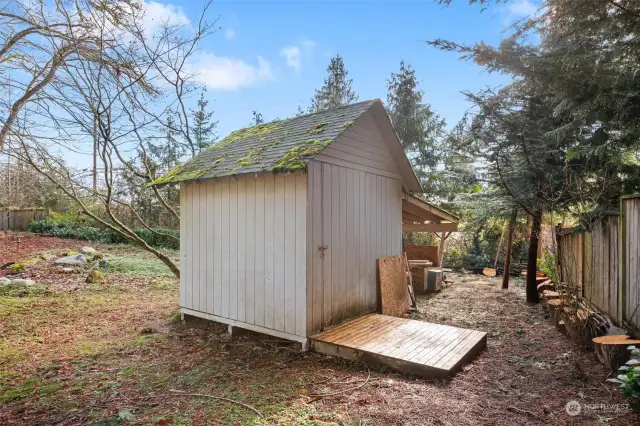 Shed with newly built deck.