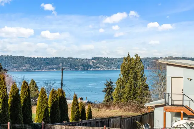 Aerial photo of Puget Sound and Vashon Island from the backyard looking Southwest.