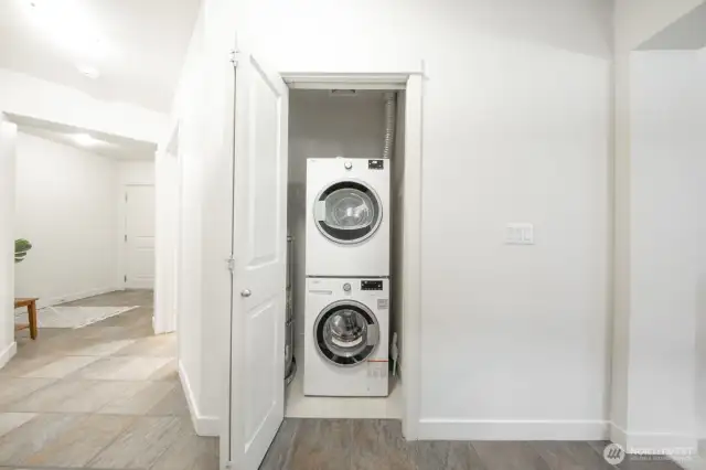Conveniently located, in-unit stackable washer and dryer unit