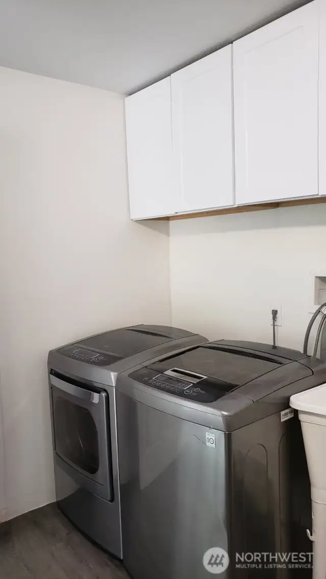 Utility room with cabinets and utility sink