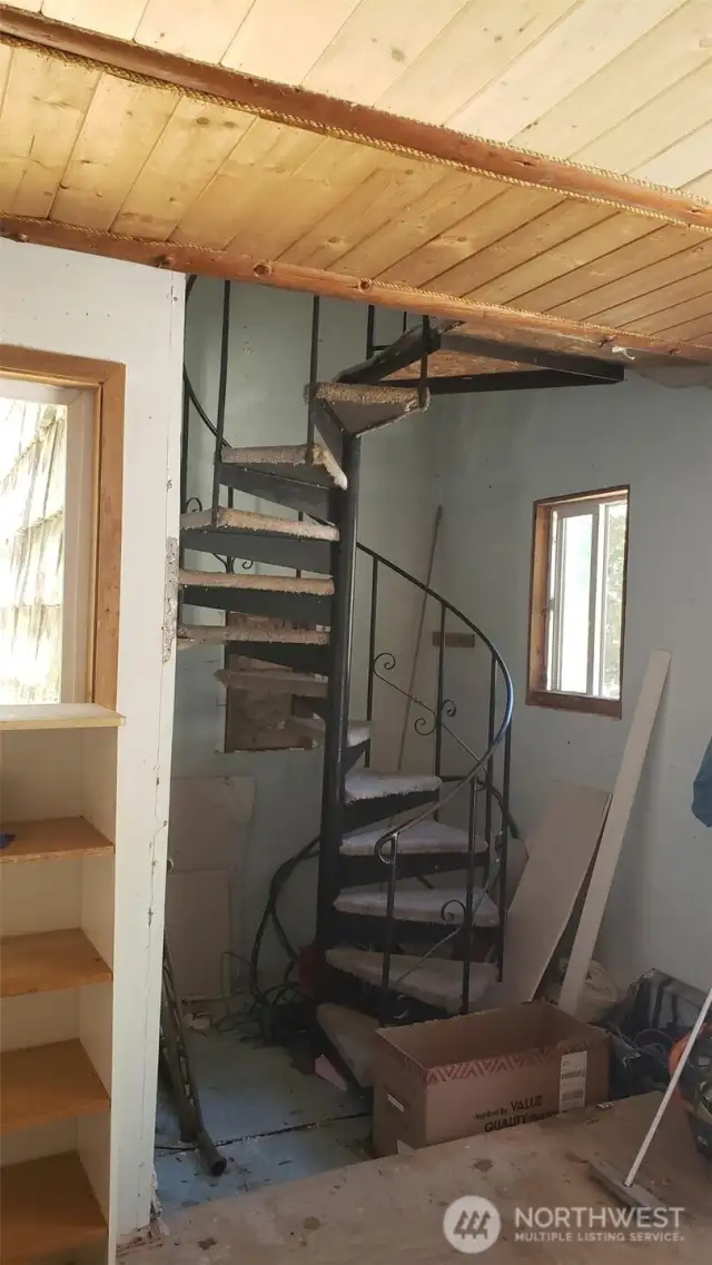 Staircase in studio to loft