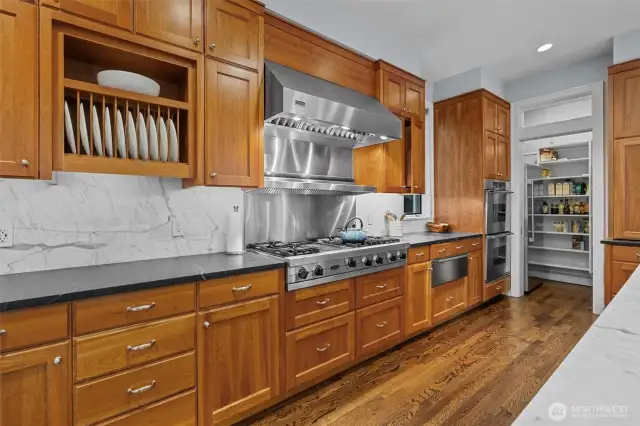 carrera marble back splash and soap stone counters